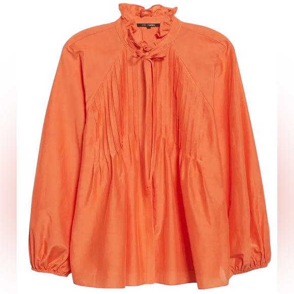 💐KOBI HALPERIN Kendall Cotton & Silk Blend Blouse Tangerine size M - Picture 2 of 11